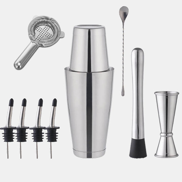 Relaxdays Kit Cocktail set 5 pièces inox Bar Doseur Pince Passoire